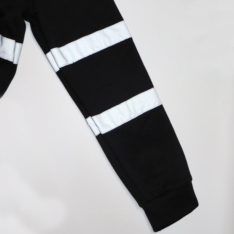 Men Reflective Stripe Drawstring Hooded Sweatshirt With Kangaroo Pocket