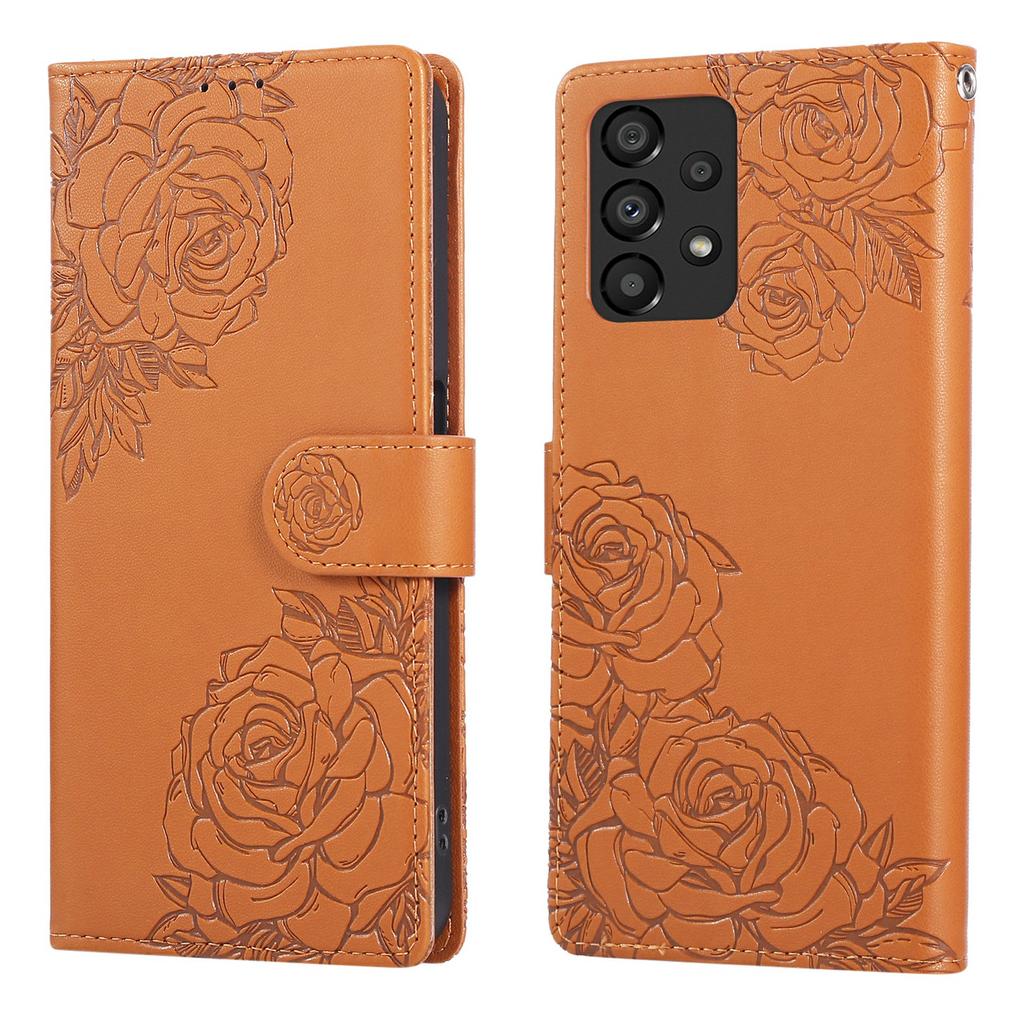 For Samsung Galaxy A23 5G (Global Version)/A23 4G Case Rose Flower PU Leather Wallet Phone Cover with 3 Card Slots