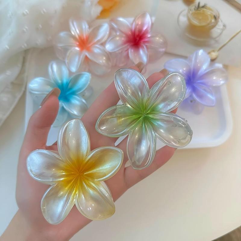 Cute Large Shark Clamp Geometric Flower Hair Claw Clip Korean Colorful Hair Crab Barrettes For Women Beach Headwear Hair Accessories