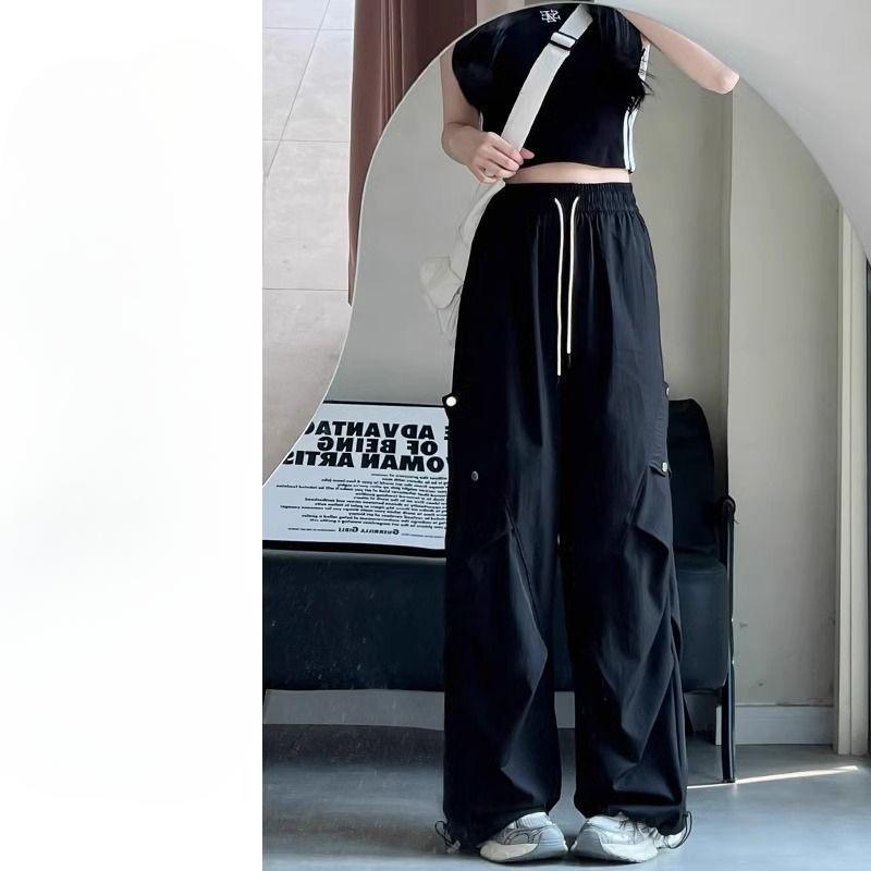 Pantaloni de lucru pentru femei pentru vară Pantaloni parașutiști noi cu talie înaltă, largi, slim, de exterior, cu uscare rapidă, cu picior lat, pantaloni sport