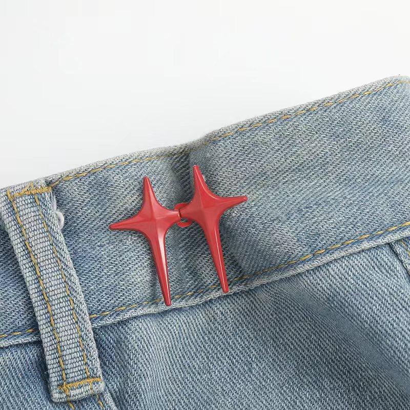1 Pair Cross Star Waist Buckle Buckle Detachable No Nail No Stitch Waist Button Waist Circumference Change Waist Artifact