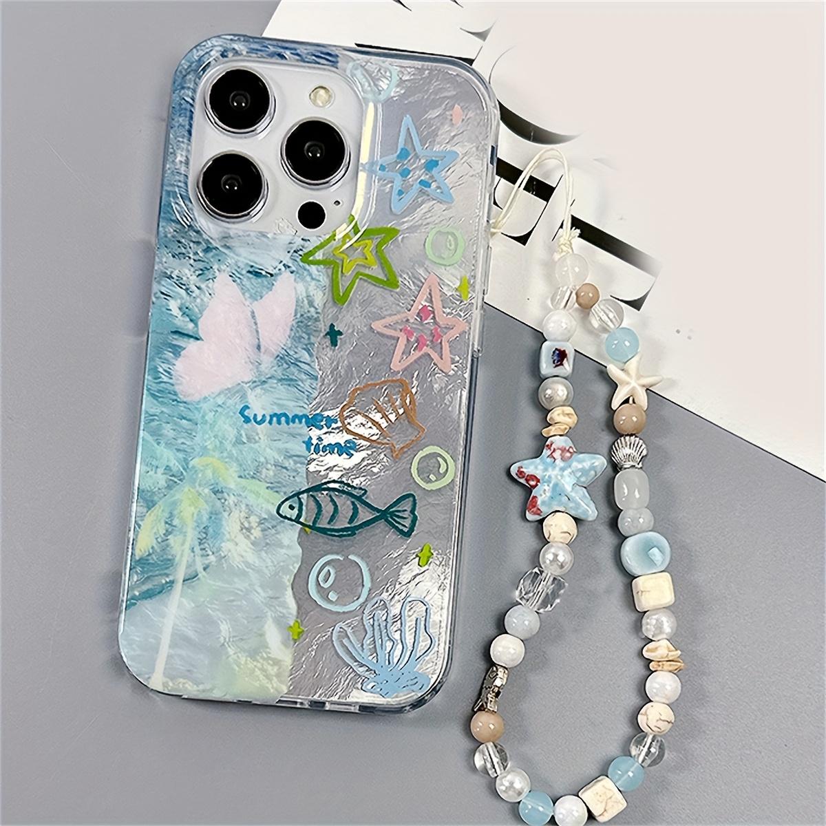 

Summer Ocean Fish Butterfly Case For iPhone 16 15 14 13 12 11 Pro Max Plus With Lovely Starfish Bracelet Anti-Lost Cove For iphone 11