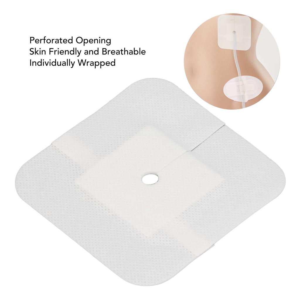20 Sheets Split Drain Adhesive Bandage T Incision Non Woven Fabrics Feeding Tube Pad for Home and Hospital