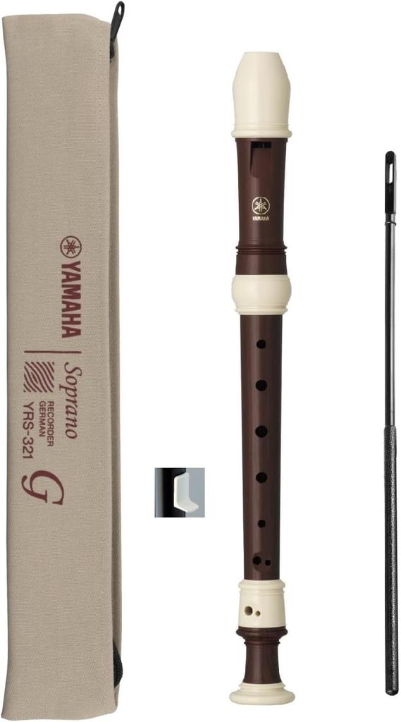 Yamaha Soprano Recorder with Rosewood Fingering Cleaning Recorder Cloth Fingering and ABS Resin Antibacterial Cap Set YRS-321 German-Style Tone, Hook,