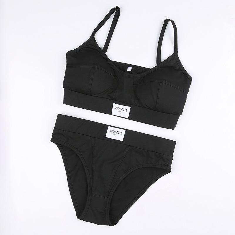 Fashion European and American Style Women's Letters Contrast Color Underwear Briefs Casual Bikini Suit