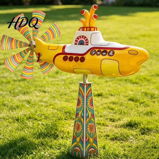 Wind Spinner Garden for Outside Big Foot Riding Motorcycle/Truck/Airplane Metal Rotatable Patio Yard Windmill with Stake Retro Courtyard Porch