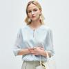 One Button: 26 Spring/Summer Design, Round Neck, Fashionable Jacquard, Mulberry Silk Shirt for Women