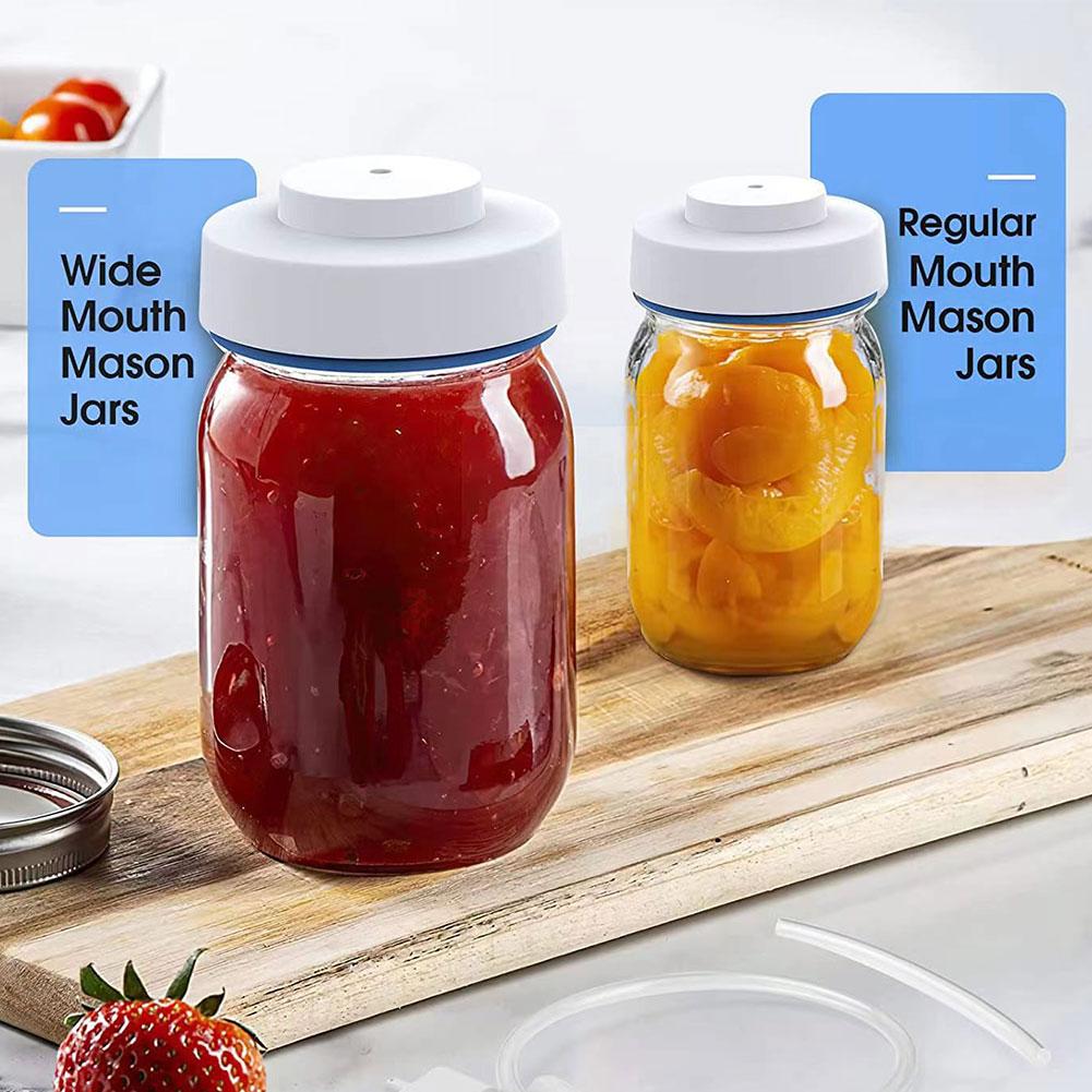 Elektrisk Mason Jar Vakuumforsegler for Matoppbevaring BPA-fri Matoppbevaring Vakuumforsegler Luktfri Tilbehørspakke for Krukke med Bred Munn