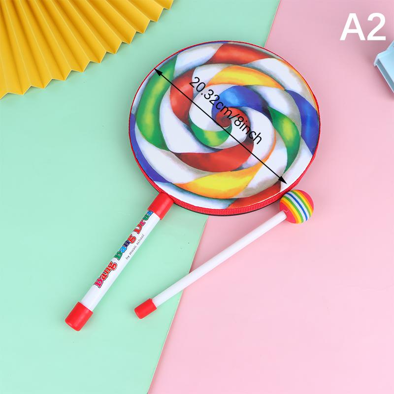 6 cali 8 cali 10 cali Bębenek Ręczny na Patyku Instrumenty Perkusyjne Kolorowe Rekwizyty Taneczne Niemowlęce Zabawki Muzyczne Pomoc Dydaktyczna
