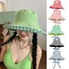 Plaid Fisherman's Hat Dual-Style Reversible Wear Wide Brim Sun Hats With Chin Strap Cute Pastel Plaid Beach Hat For Outdoor Trav