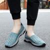 Summer Men Sneakers Braid Beach Shoes Casual Weave Blue Grey Breathable Slip on Flats Tennis Sneakers