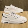 Men's Casual Shoes 2025 Spring New Flat Bottomed Anti Slip Waterproof White Leather Shoes