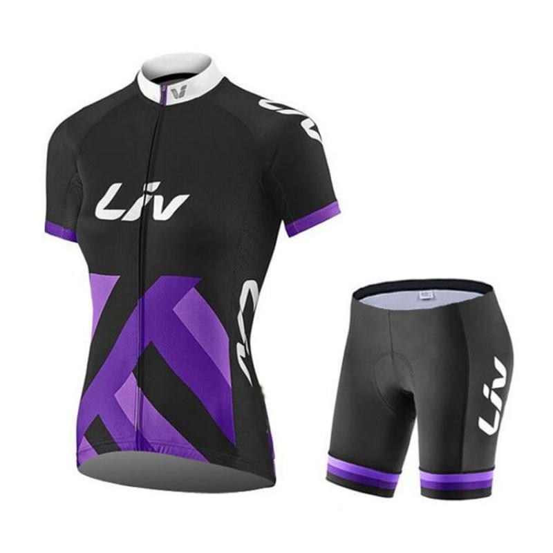 סט ג'רזי רכיבה לנשים LIV שרוול קצר גרסת קבוצה מנדף זיעה מתייבש במהירות ביגוד ביצועים