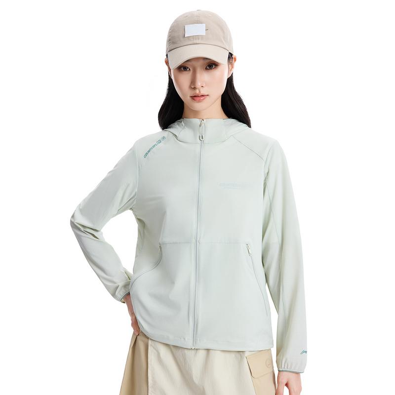 Li Ning Outdoor CF Water Sports Lightweight Breathable Ice Feel Comfortable UPF 50+ Sun Protection Clothing Women Clothing White Green AFDW214-1
