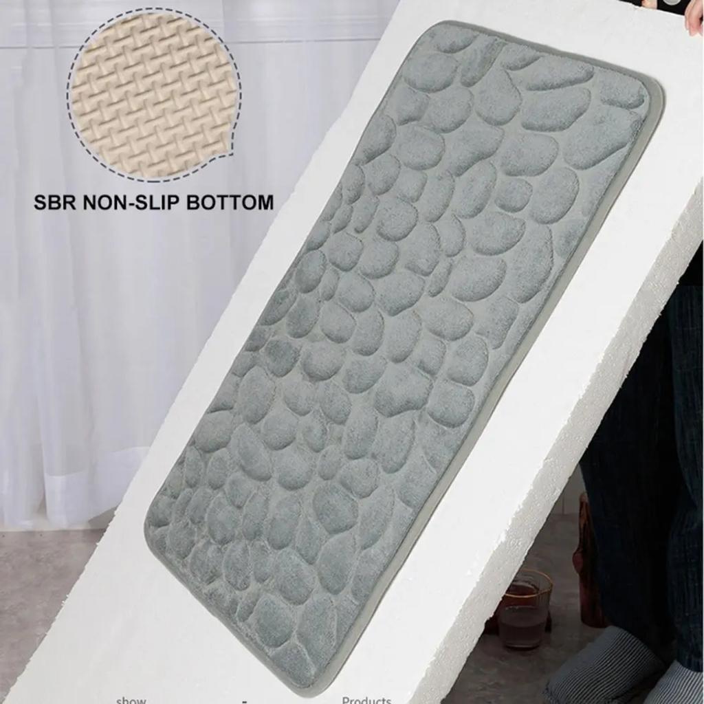 HOMZY Bathroom Bathtub Water Absorption Non-slip Floor Rug Bath Mat Doormat Cobblestone Embossed Washable Carpets