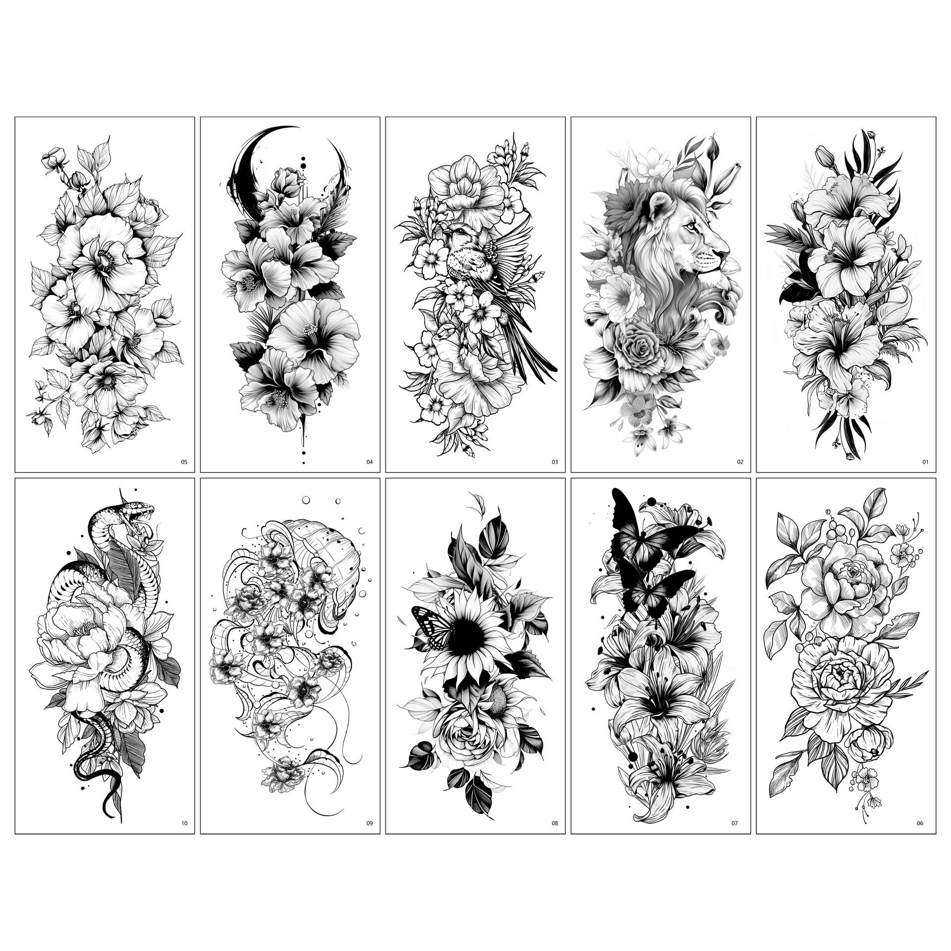

Men S And Women S Flower Arm Tattoo Stickers Personalized Flower Animal Butterfly Temporary Arm Tattoo Stickers 9.6*19cm