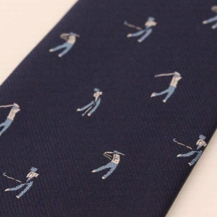 [CUFFSMANIA] Navy Blue Golf Tie - A unique and interesting pattern for golfers and golf enthusiasts.