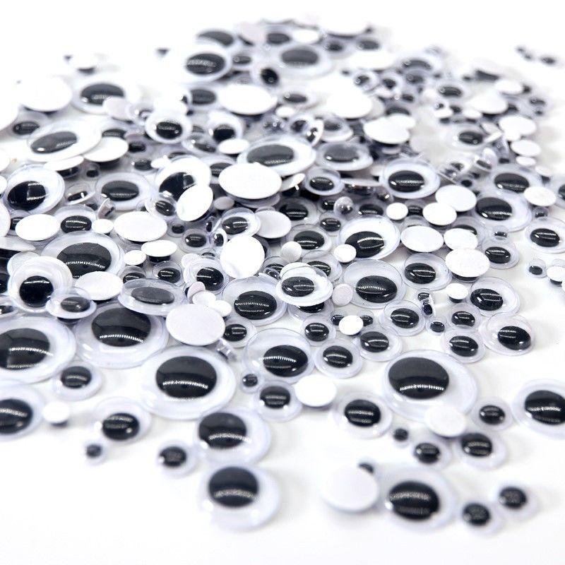Self-Adhesive Black & White Wiggle Eye Stickers for DIY Crafts