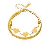 Gold Plated Stainless Steel Double Layer Heart Charm Bracelet for Women