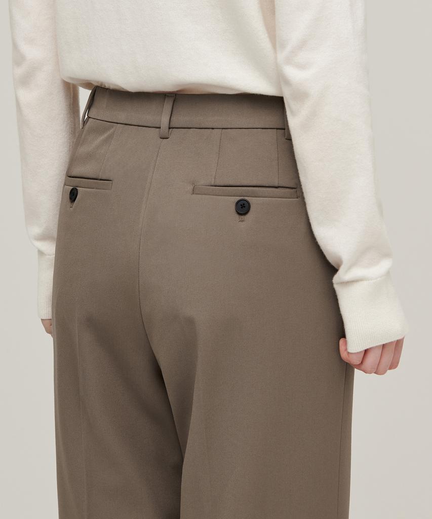 MUSINSA STANDARD WOMAN Women'S Heavyweight Fleece-Lined Wide Hidden Elastic Waist Slacks [Dusty Beige]