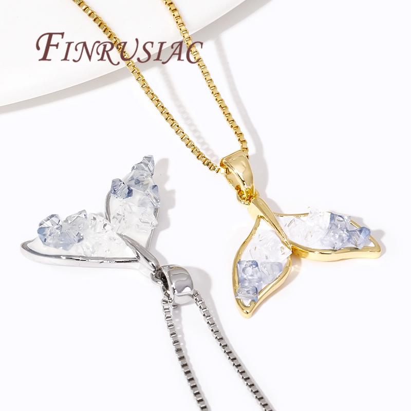 18K Gold Plated Brass With Zircon Fish Tail Pendant Charms For Jewelry Making Supplies DIY Necklace/Bracelets Accessories