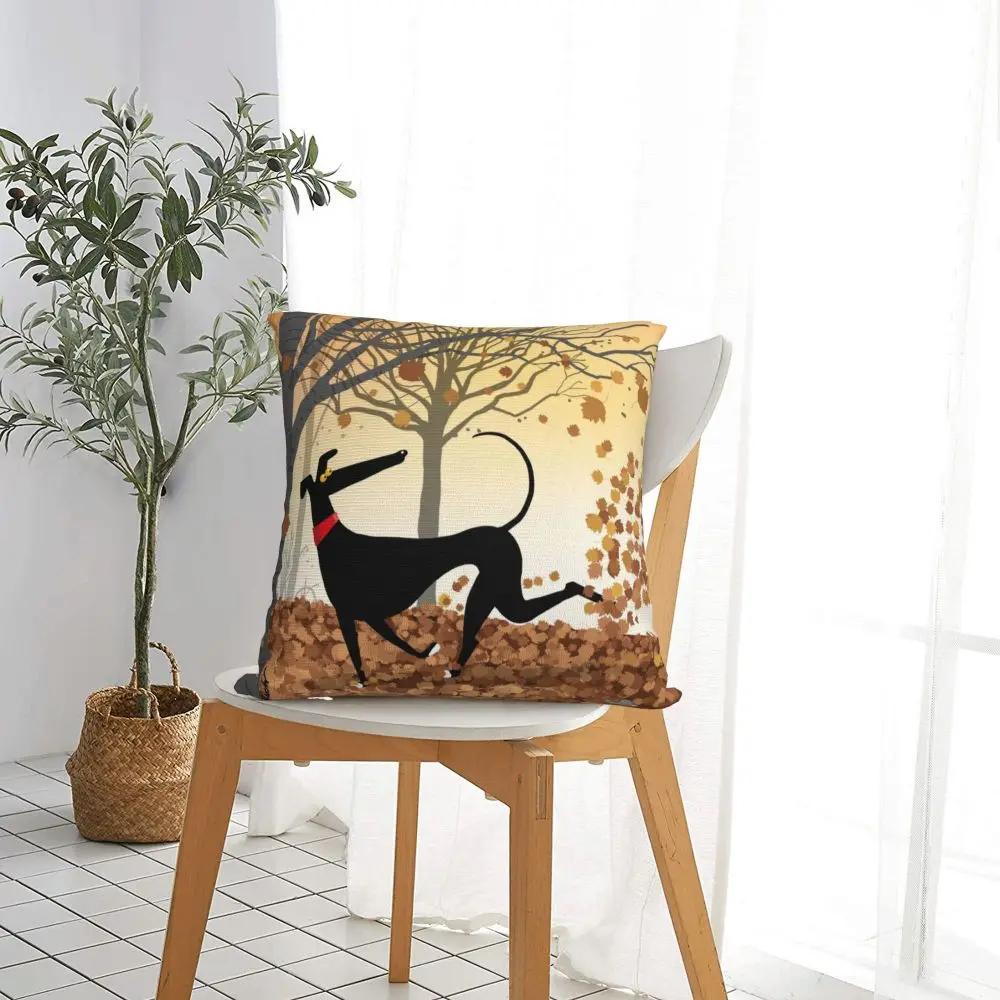 Autumn Hound Square Pillow Covers Polyester Room Greyhound Whippet Lurcher Dog Cushion Cover Cute Throw Pillow Case