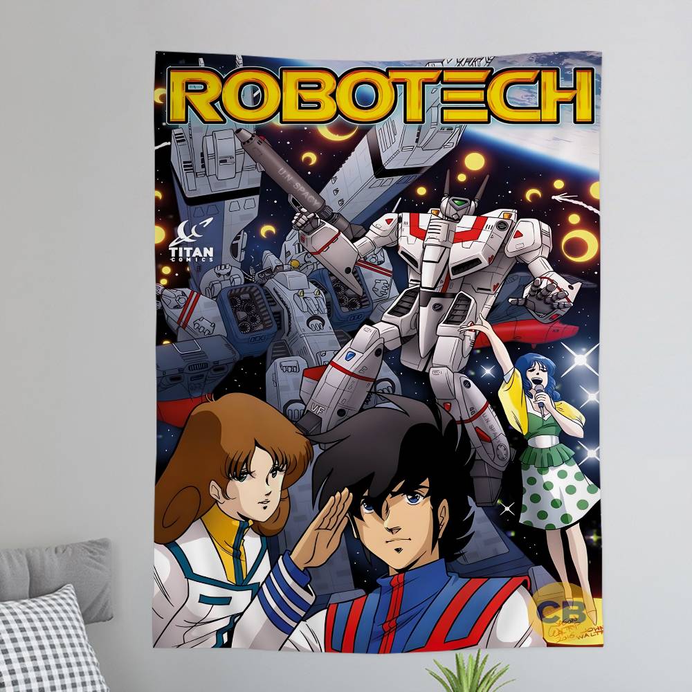 Anime Robotech Tapestry Art Printing Japanese Wall Tapestry Anime Wall Hanging Home Decor