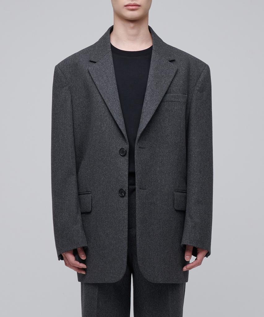 Musinsa Standard Wool Flannel Daddy Shoulder Oversized Blazer [Medium Grey]
