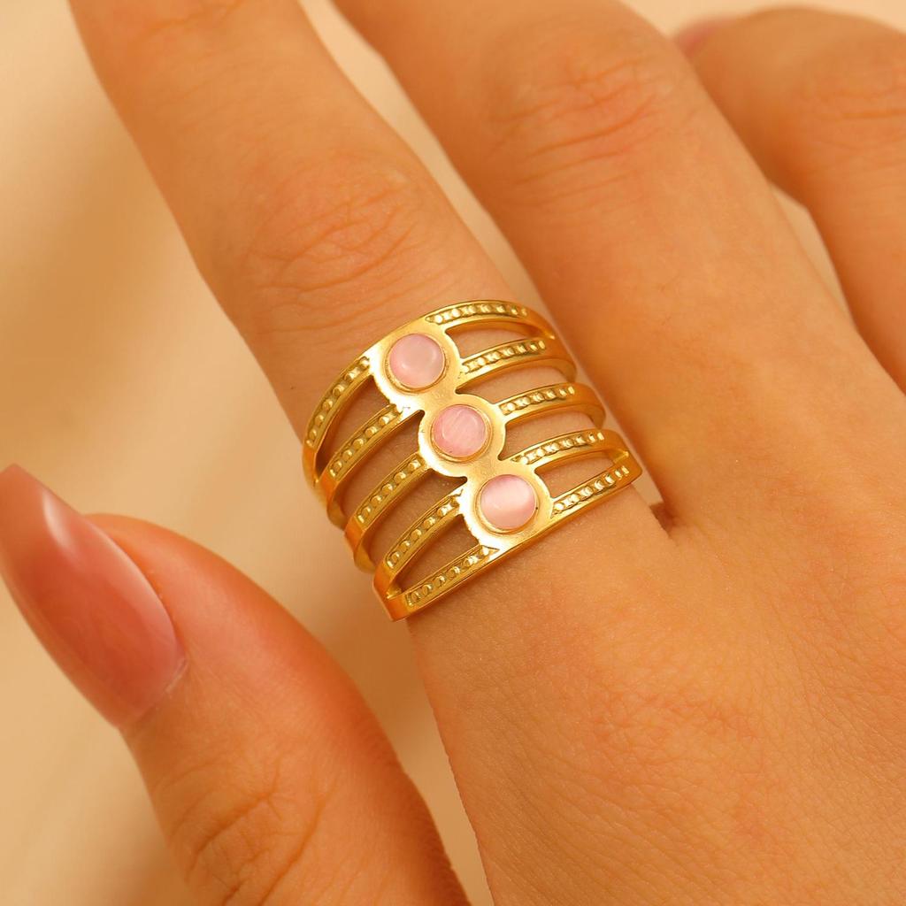 Vintage Turquoise Stainless Steel Open Finger Ring for Women