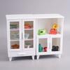 1pc Miniature Cabinet - White & Transparent Glass Door Storage Organizer, Compact Durable Design for Home Decor, Model Room Display, Creative Craft