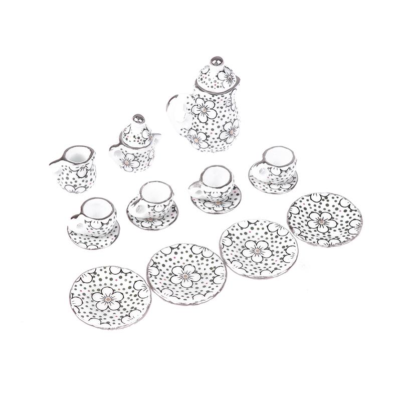 1Set 1:12 Puppenhaus Miniatur Porzellan Keramik Teetasse Set Geschirr Küche Puppenhaus Teekanne Diy Spielzeug