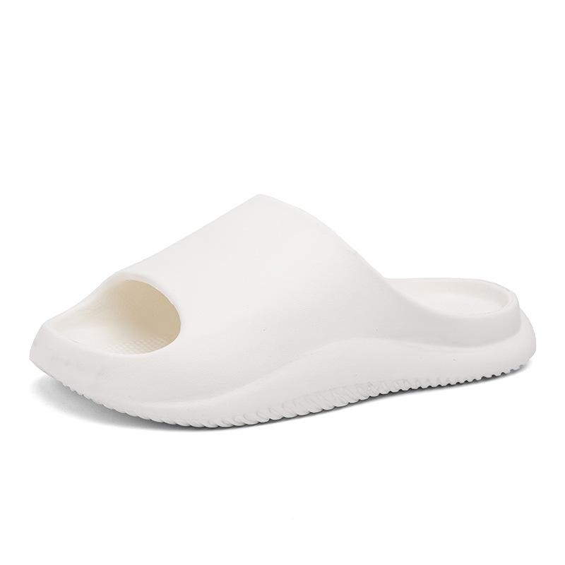 

Solid color simple and lightweight indoor slippers summer couple home non-slip one-word drag stepping on shit feeling men s casual sandals 44/45 бежевий