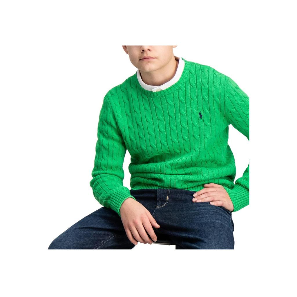 Polo Ralph Lauren Sweater Ss24 Solid Color Logo Embroidery Cable Knit Long Sleeve Kids sweater Green CWPOSWEY6820491-300