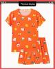 Women's Santa Claus Cartoon Short Sleeve Pajama Set - Soft, Comfortable Summer Loungewear
