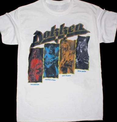 Rare Dokken Band Short Sleeve Gift For Fan White Cotton All Size Unisex T-shirt