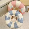 Youngsters' Vintage Striped Swimming Ring with Handles - Durable Thick PVC, Blue & Pink
