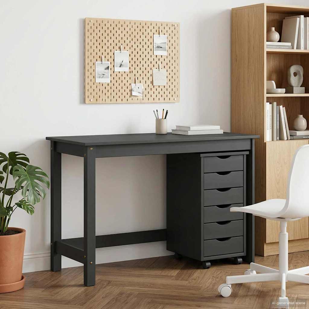 Schreibtisch und Rollcontainer Set MOSS 2 Stück Grau