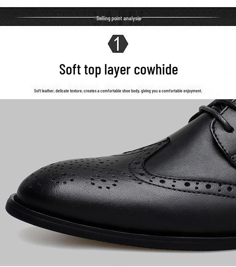 Men's Formal Brogue Leather Shoes - British Style, Small To Large Sizes