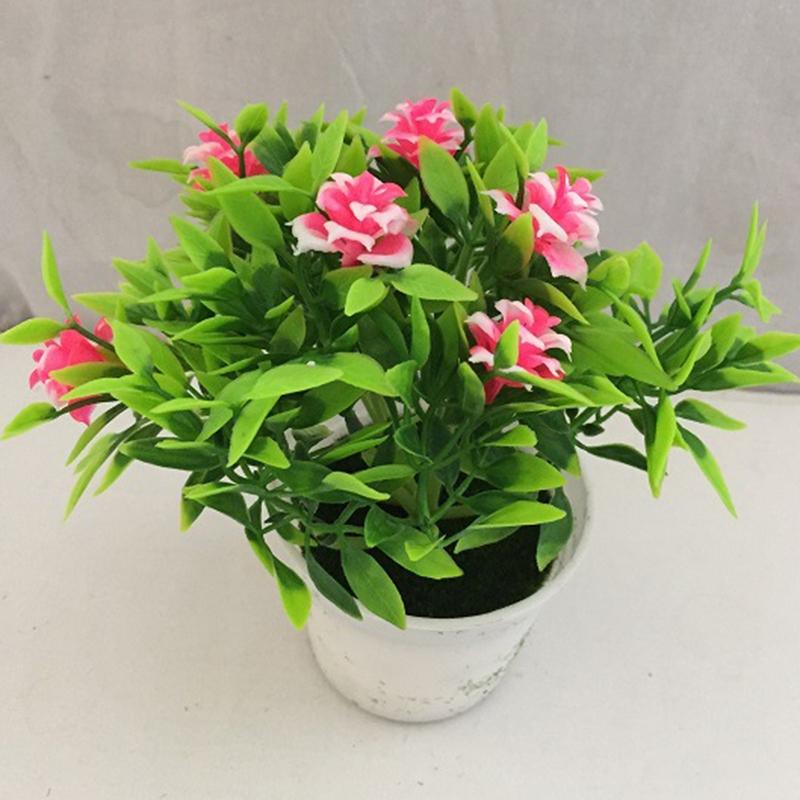 Add Color To Your Life Plastic Rose Mini Potted Plant Bonsai Home Decor