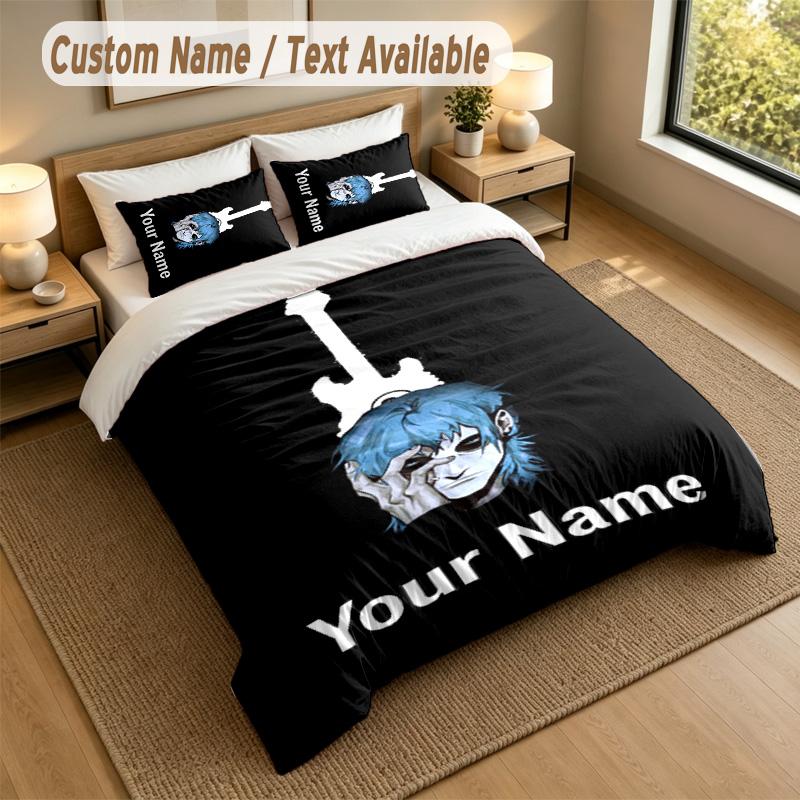3Pcs Bedding Set Custom Name Text, 1 Sheet 2 Pillowcases Home Bed DecorSally Face