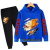 2set Autumn and Winter New Casual Comfort Sports Style Warm Boy Print Warm Lining Hoodie and Tracksuit Pants