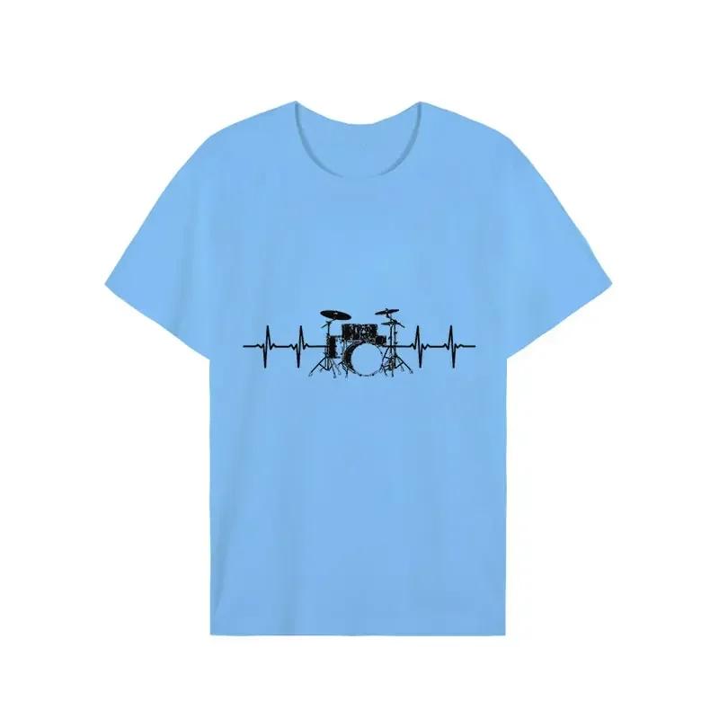 Men's Short Sleeve T-shirt Heartbeat Passionate Drummer Graphic Tshirt Male Oversized Streetwear Tees Women Summer Clothing Tops