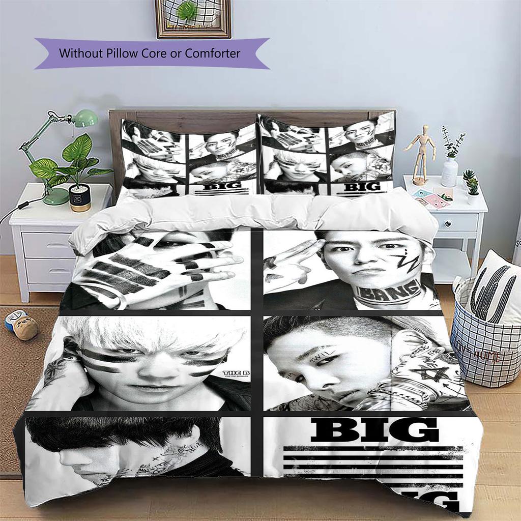 BIGBANG Pattern Bedding,Quilt Set Quilt Cover Pillowcase Home Birthday Gift(1 * Duvet Cover + 2 * Pillowcase, Without Core)
