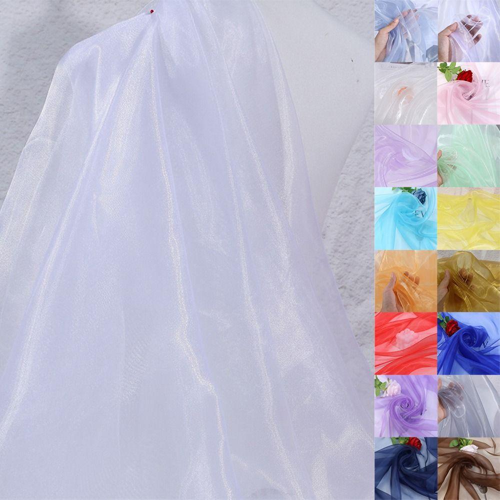 100X150cm Organza Mesh Fabric Colorful Lightweight Sheer Organza Fabric Glossy Smooth Tulle Gauze Fabric