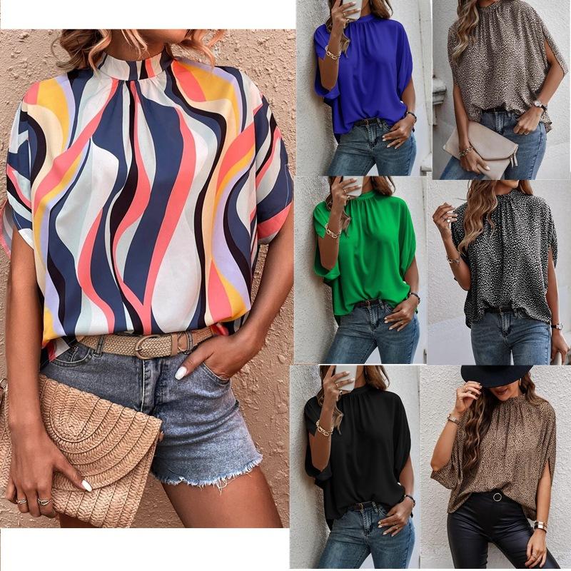 

Women s Summer New Casual Fashion Printed Split Bat Sleeve Top for Women XL