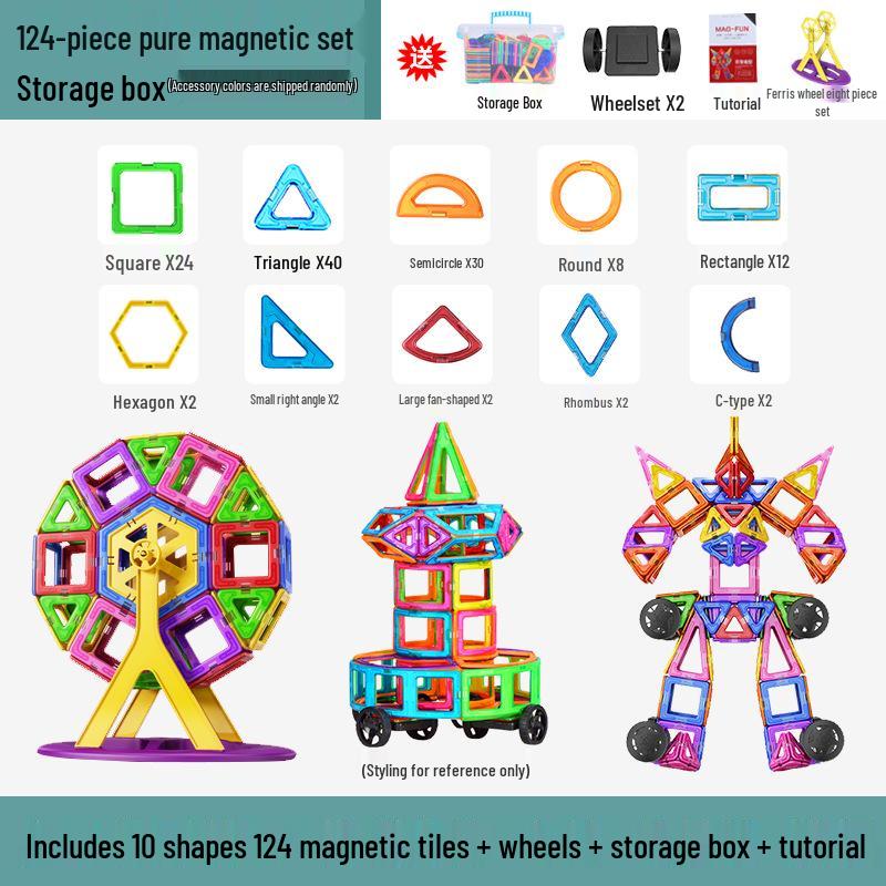 Large Magnetic Tiles Building Blocks Set for Kids - DIY Educational Toy