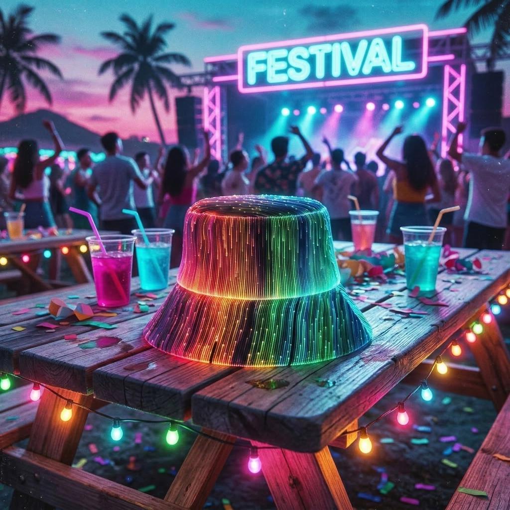 LED Fiber Optic Bucket Hat Unisex Light Up Headwear Suitable for Concerts Festivals Night Parties Adjustable Design