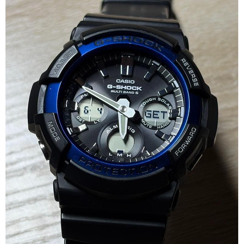 Used Casio G-Shock GAW-100B-1A2JF Radio Solar Blue Bezel