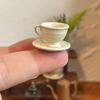 2PCS Small Luxury French Coffee Cup Plate Set Toy Dollhouse Mini Furniture Model DIY Accessories Miniature Scene Decoration