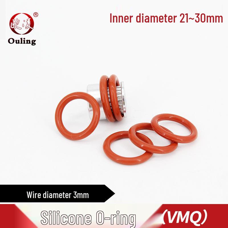 Red Silicone O-Ring, OD 21-30 mm, Elastic 3 mm 21x3mm (5 pieces)